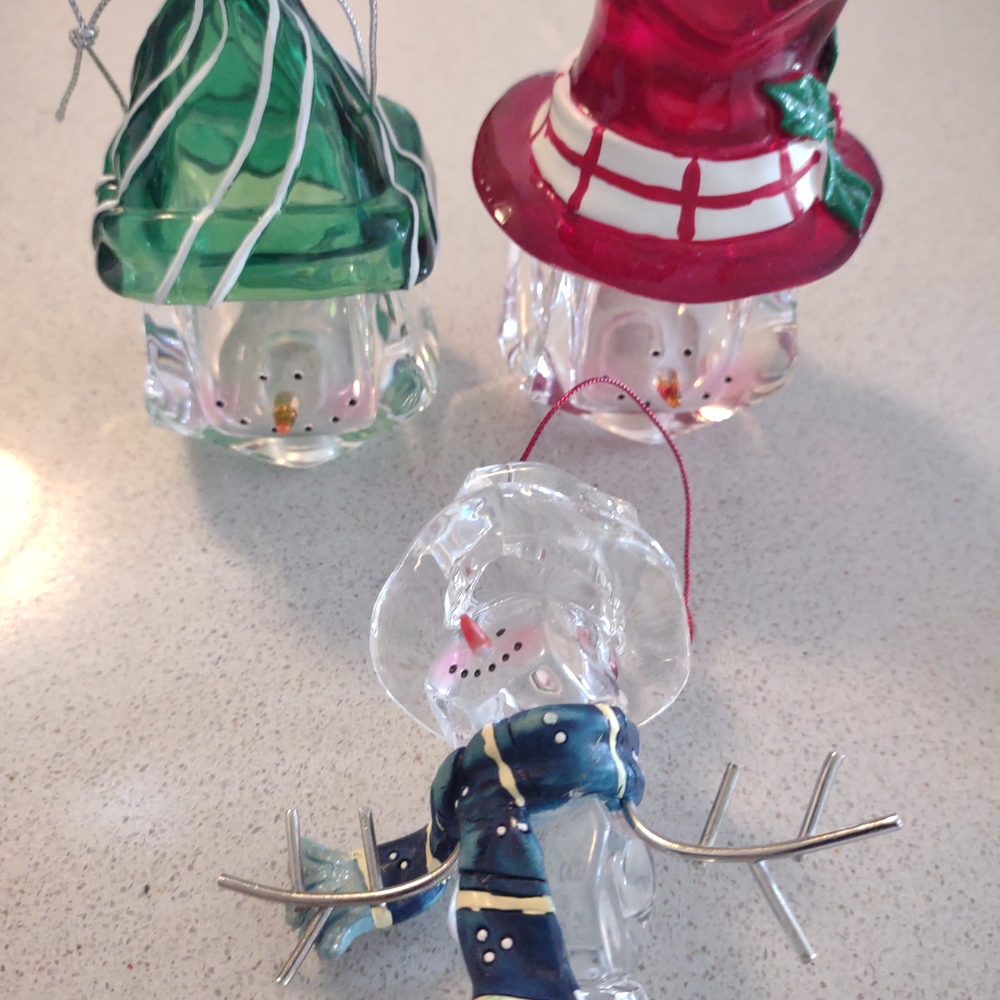 SALE Vintage (3) Piece Ice Cube People Ornaments